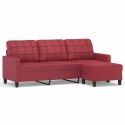 VidaXL 3-osobowa sofa z podnóżkiem, winna czerwień, 180 cm, ekoskóra