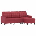 VidaXL 3-osobowa sofa z podnóżkiem, winna czerwień, 180 cm, ekoskóra