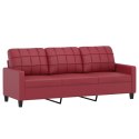 VidaXL 3-osobowa sofa z podnóżkiem, winna czerwień, 180 cm, ekoskóra