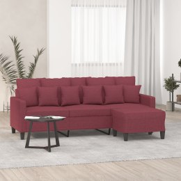 VidaXL 3-osobowa sofa z podnóżkiem winna czerwień 180 cm, tkaniną