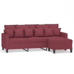 VidaXL 3-osobowa sofa z podnóżkiem winna czerwień 180 cm, tkaniną