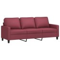 VidaXL 3-osobowa sofa z podnóżkiem winna czerwień 180 cm, tkaniną