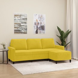 VidaXL 3-osobowa sofa z podnóżkiem, żółta, 180 cm, aksamit