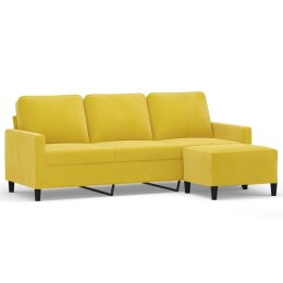 VidaXL 3-osobowa sofa z podnóżkiem, żółta, 180 cm, aksamit