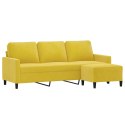 VidaXL 3-osobowa sofa z podnóżkiem, żółta, 180 cm, aksamit