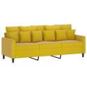 VidaXL 3-osobowa sofa z podnóżkiem, żółta, 180 cm, aksamit