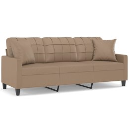 VidaXL 3-osobowa sofa z poduszkami, cappuccino, 180 cm, sztuczna skóra