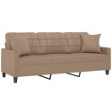 VidaXL 3-osobowa sofa z poduszkami, cappuccino, 180 cm, sztuczna skóra