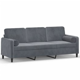 VidaXL 3-osobowa sofa z poduszkami, ciemnoszara, 180 cm, aksamit