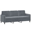 VidaXL 3-osobowa sofa z poduszkami, ciemnoszara, 180 cm, aksamit