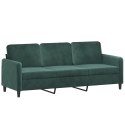 VidaXL 3-osobowa sofa z poduszkami, ciemnozielona, 180 cm, aksamit