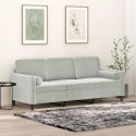 VidaXL 3-osobowa sofa z poduszkami, jasnoszara, 180 cm, aksamit