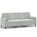 VidaXL 3-osobowa sofa z poduszkami, jasnoszara, 180 cm, aksamit