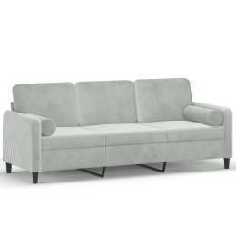 VidaXL 3-osobowa sofa z poduszkami, jasnoszara, 180 cm, aksamit