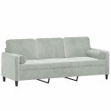 VidaXL 3-osobowa sofa z poduszkami, jasnoszara, 180 cm, aksamit