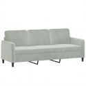 VidaXL 3-osobowa sofa z poduszkami, jasnoszara, 180 cm, aksamit