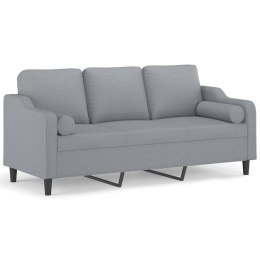 VidaXL 3-osobowa sofa z poduszkami, jasnoszara, 180 cm, tkanina