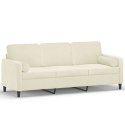 VidaXL 3-osobowa sofa z poduszkami, kremowa, 180 cm, aksamit