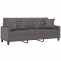 VidaXL 3-osobowa sofa z poduszkami, szara, 180 cm, sztuczna skóra