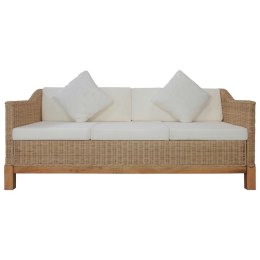 VidaXL 3-osobowa sofa z poduszkami, naturalny rattan