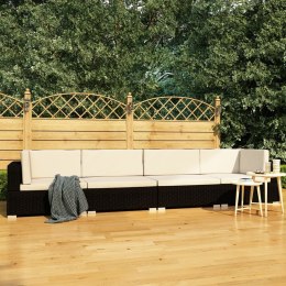 VidaXL 4-częściowa sofa ogrodowa, poduszki, rattan PE, czarna