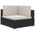 VidaXL 4-częściowa sofa ogrodowa, poduszki, rattan PE, czarna