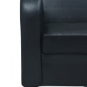 VidaXL Sofa 3-osobowa, sztuczna skóra, czarna