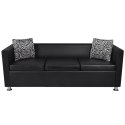 VidaXL Sofa 3-osobowa ze skóry syntetycznej, czarna