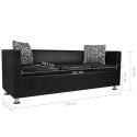 VidaXL Sofa 3-osobowa ze skóry syntetycznej, czarna