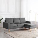 VidaXL 3-osobowa sofa z podnóżkiem, jasnoszara, tapicerowana tkaniną