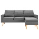 VidaXL 3-osobowa sofa z podnóżkiem, jasnoszara, tapicerowana tkaniną