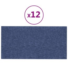 VidaXL Panele ścienne, 12 szt, niebieska, 60x30 cm, tkanina, 2,16 m²