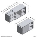 FMD Szafka TV z 2 przegrodami, 133,5x39,9x49,2 cm, czerń i dąb artisan