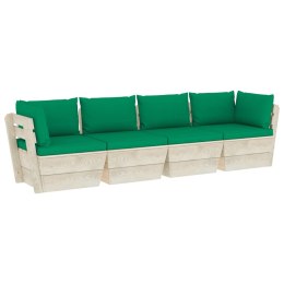 VidaXL Ogrodowa sofa 4-osobowa z palet, z poduszkami, drewno świerkowe