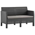 VidaXL 2-osobowa sofa ogrodowa z poduszkami, antracytowa, rattan PP