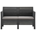 VidaXL 2-osobowa sofa ogrodowa z poduszkami, antracytowa, rattan PP