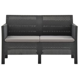 VidaXL 2-osobowa sofa ogrodowa z poduszkami, antracytowa, rattan PP