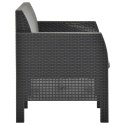 VidaXL 2-osobowa sofa ogrodowa z poduszkami, antracytowa, rattan PP