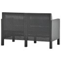 VidaXL 2-osobowa sofa ogrodowa z poduszkami, antracytowa, rattan PP