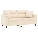 VidaXL 2-osobowa sofa z poduszkami, beżowa, 140 cm, mikrofibra