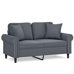 VidaXL 2-osobowa sofa z poduszkami, ciemnoszara, 120 cm, aksamit