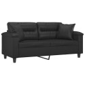 VidaXL 2-osobowa sofa z poduszkami, czarna, 140 cm, sztuczna skóra