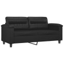 VidaXL 2-osobowa sofa z poduszkami, czarna, 140 cm, sztuczna skóra