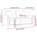 VidaXL 2-osobowa sofa z poduszkami, kremowa, 120 cm, aksamit