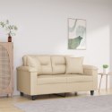 VidaXL 2-osobowa sofa z poduszkami, kremowa, 120 cm, mikrofibra