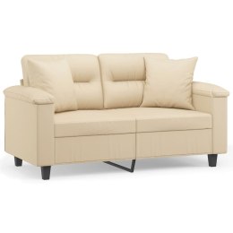 VidaXL 2-osobowa sofa z poduszkami, kremowa, 120 cm, mikrofibra