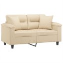 VidaXL 2-osobowa sofa z poduszkami, kremowa, 120 cm, mikrofibra