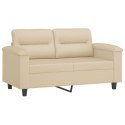 VidaXL 2-osobowa sofa z poduszkami, kremowa, 120 cm, mikrofibra