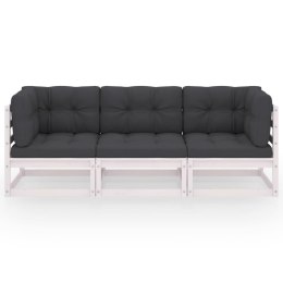 VidaXL 3-osobowa sofa ogrodowa z poduszkami, lite drewno sosnowe