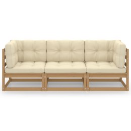 VidaXL 3-osobowa sofa ogrodowa z poduszkami, lite drewno sosnowe